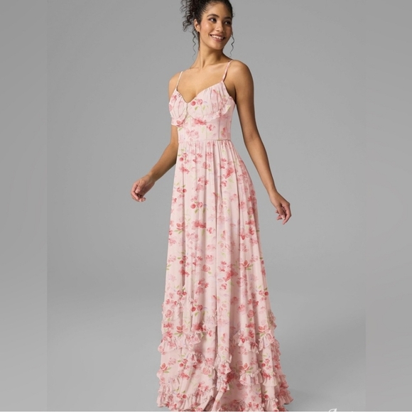AW Kaitlin Dress Peach Blossom Breeze Maxi, Floral, Wedding Guest, Prom Size 22 - Picture 5 of 8